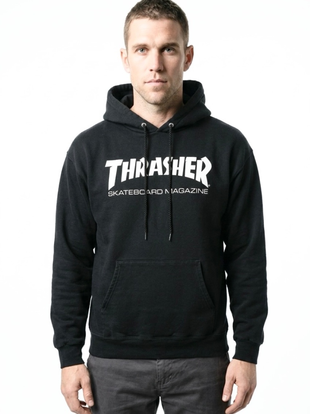 THRASHER • Vintage Y2K Skateboard Magazine Logo Hoodie Black Medium Men’s Unisex